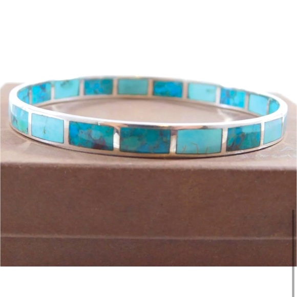 Silpada RARE Vintage Sterling
Silver Turquoise High Seas Inlay
Bangle Bracelet - Picture 4 of 10